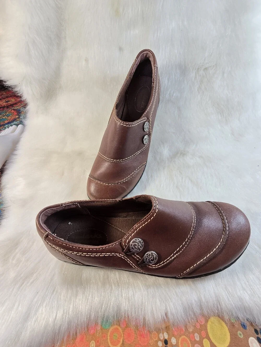Clark's Ashland Alpine Brown Slip-on Leather Loafers - Women's